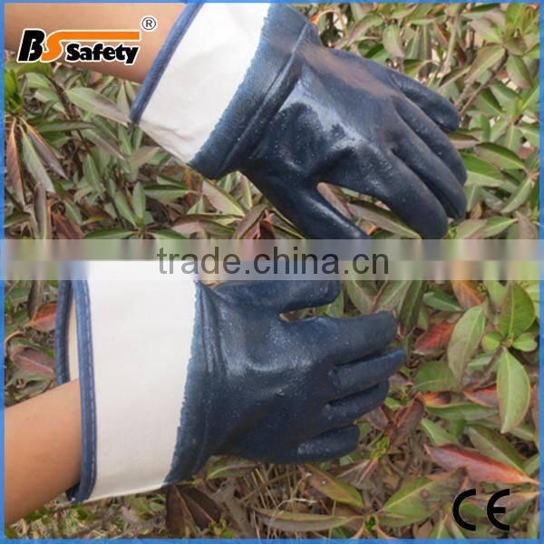 Full Coated Nitrile Dipped Interlock Liner Waterproof Glove with Safety Cuff