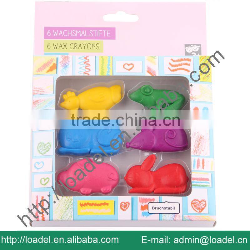 3D 6pcs paper box animal shaped wax crayon