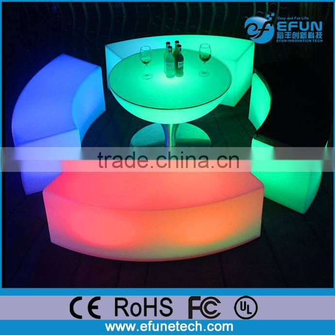 16 colors change Polyethylene plastic led stool set,led pub bar stool