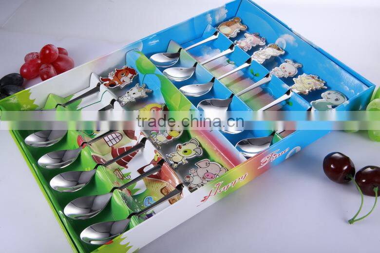 High-tech ABS handle printed pattern with metal spoon and fork set