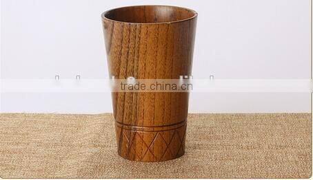 Wooden cylinder shaped tea mugs