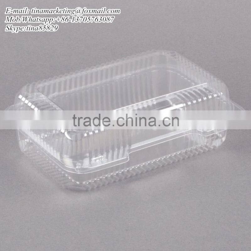 OPS Plastic Clear Clamshell Cake Container with Dome Hinged Lid Cheap Price