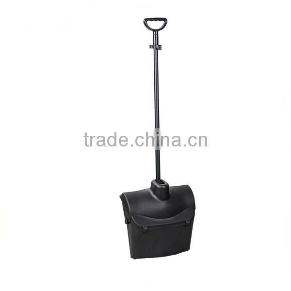 Black Plastic Dustpan With Long Handle And With Lid