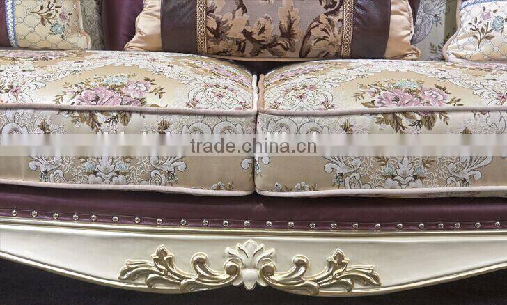 European Style Palace Princess Living Room Sofa Set, Elegant Purple Solid Wood with Leather Furniture Sofa (BF01-ML036)