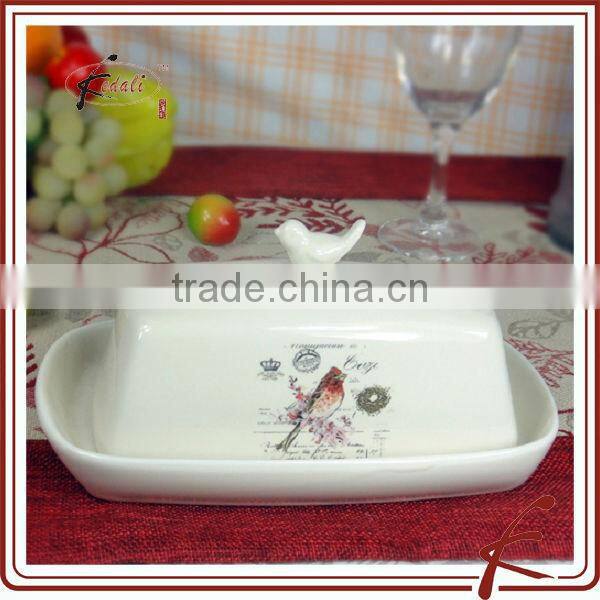 rooster ceramic butter dish set