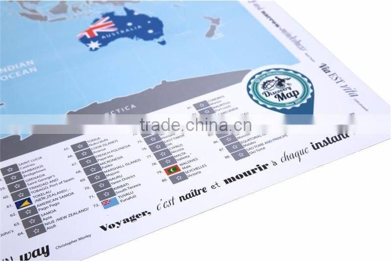 New World Map with Scratch off Flags Edition Tube Packaging Scratch travel world map