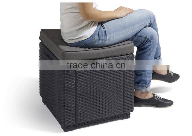 2017 Trade Assurance New Spring Coming cheap all weather modern Cube rattan footstool occasional