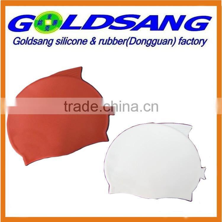 waterproof print silicone swimming cap for kids