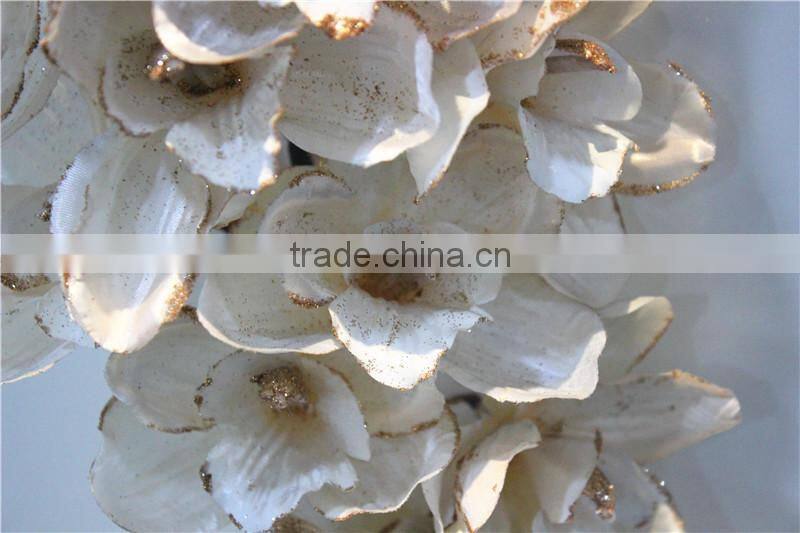 Home garden decoration 90cm hight white Gold string 19 flowers Cymbidium orchid artificial wedding flowers ELH03 0402