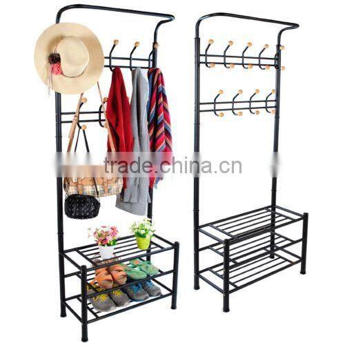 Multi-functional Metal Umbrella Hat Bag Clothes Shoes Stand Shelf Coat rack