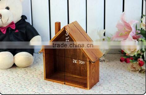 home decoration Retro small wood house wooden storage box flower pots racks on wall