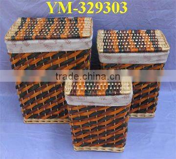 S/3 round willow laundry basket