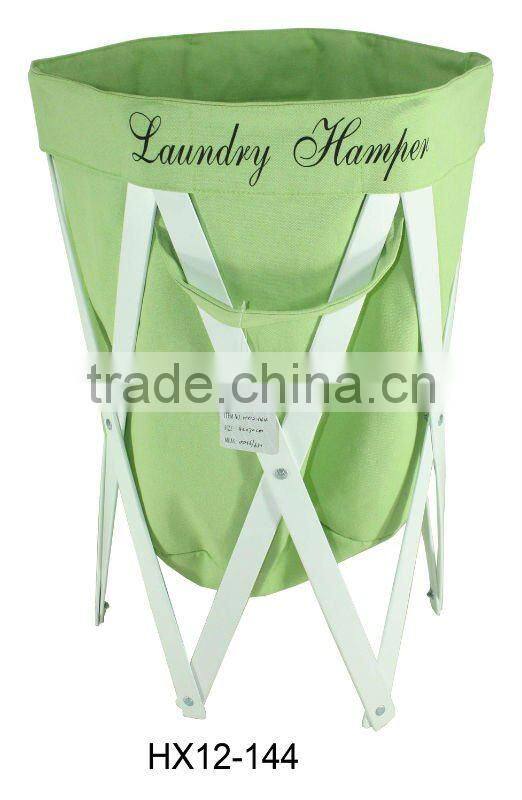 Patent Foldable Wooden Canvas Laundry Basket