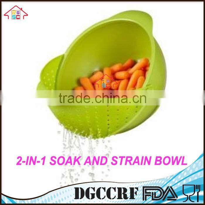 NBRSC 2 in 1 soak and strain washing bowl colander for fruit vegetables salads DRAINER MIXING BOWL