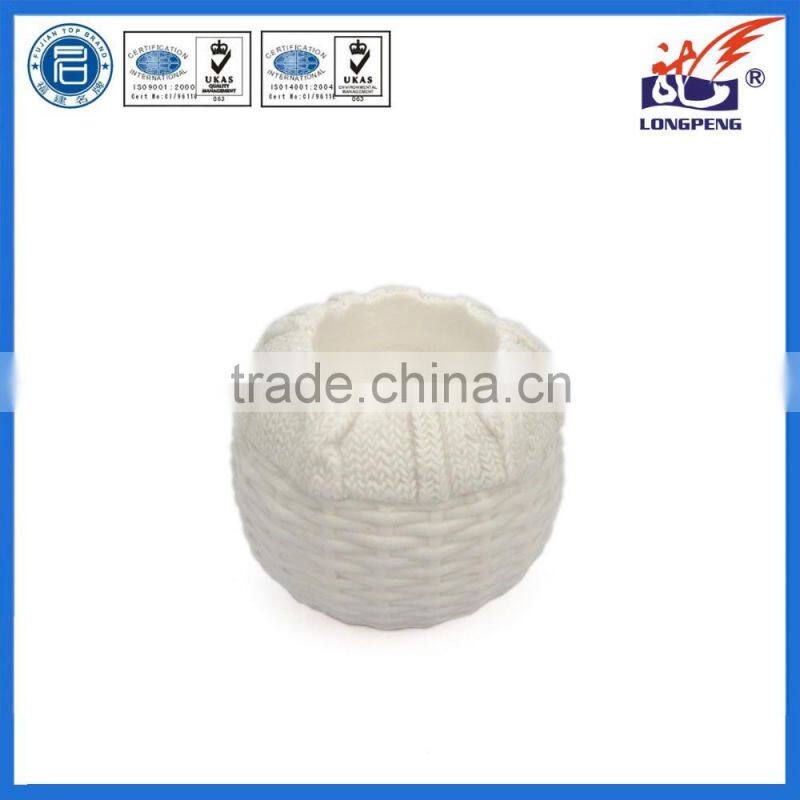 Eco-Friendly Elegant White Knitted Porcelain Candle Holders,Ceramic Tealight Candle Holders