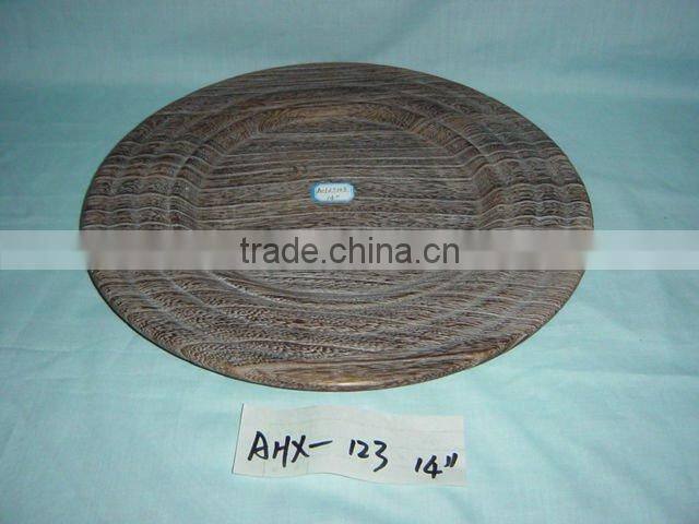 antique round decorative wooden dinner plate