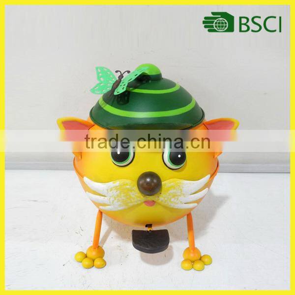 YS14977 cat metal craft garbage bin for home decor