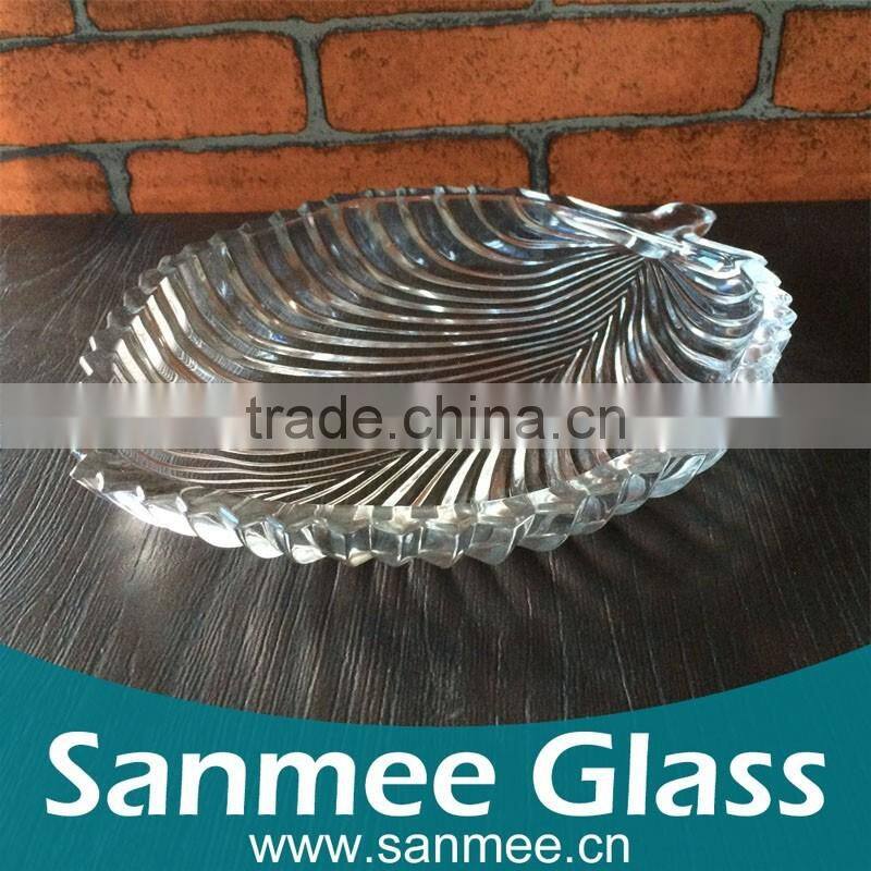 Novelty Design Leaf Shape Decorative Fruit Glass Plates