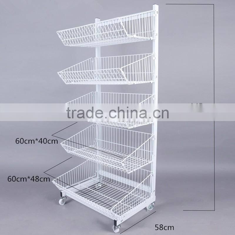 2016 wholesale white metal storage rack shelf with wheels