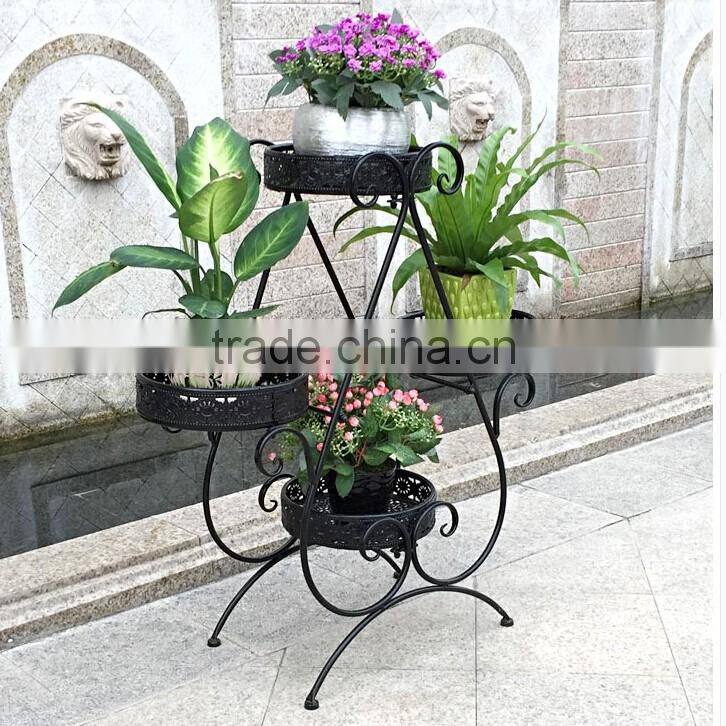2016 custom outdoor decorative wrought iron flower pot stand