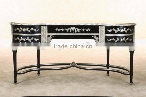 European Solid Wood Office Desk, Quality Antique New Classical Black and Silver Office Furniture BF11-07271b