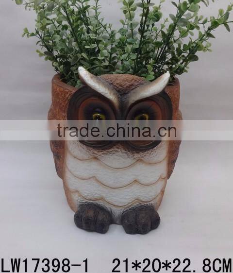 Popular Modern Craft Polyresin Owls Flowerpot Finely Artistic Design Unique Fancy Garden Decoration