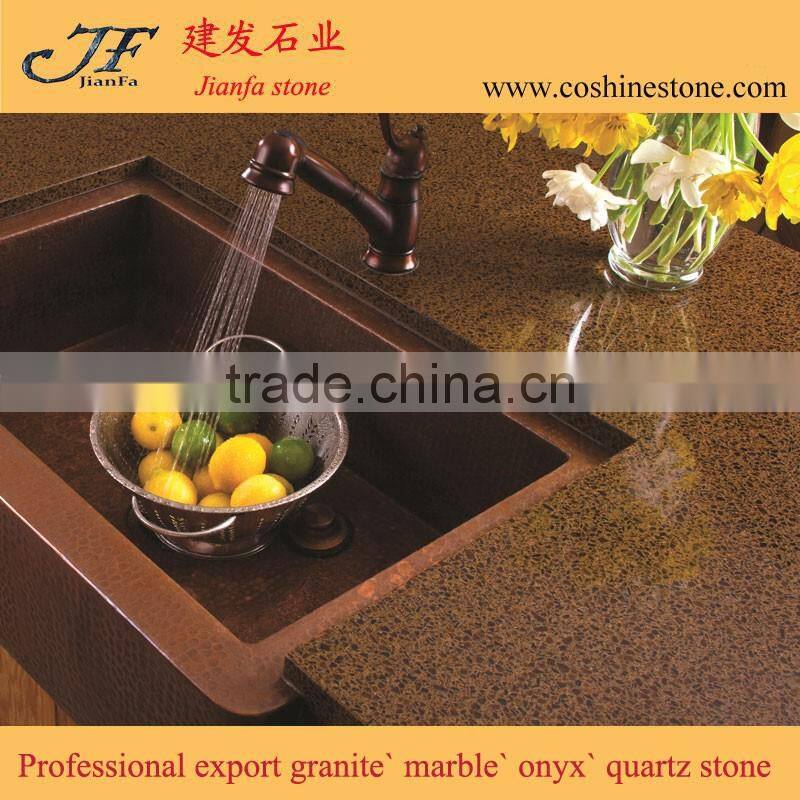 High quality artificial quartz coffee brown color kitchen countertop stone