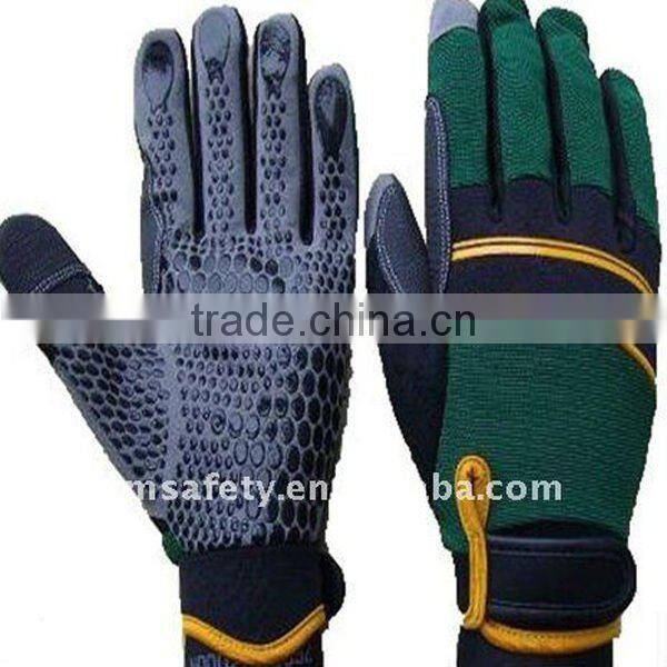 Reflective back synthetic leather mechanic glove