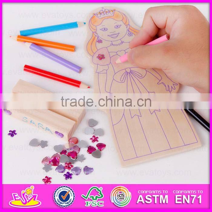 2016 new design kids wooden diy painting toy W03A083