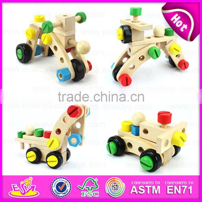 2015 Funny play Wooden Montessori DIY screws toy,Wooden Kids Toy Screw Nut Combination,Wholesale cheap wooden screws toy W03C012