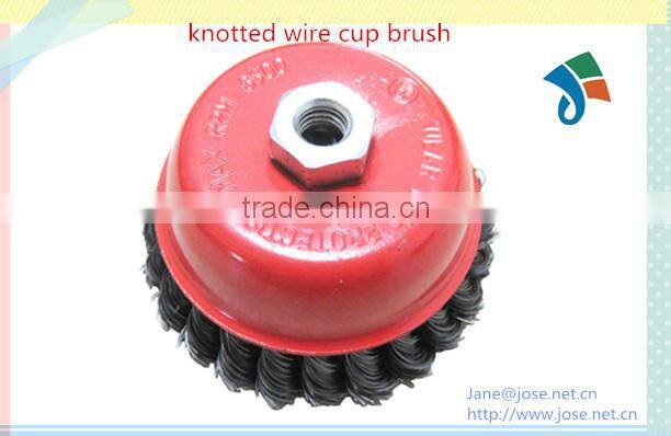 Knotted steel M14x2 thread round twist wire cup brushes