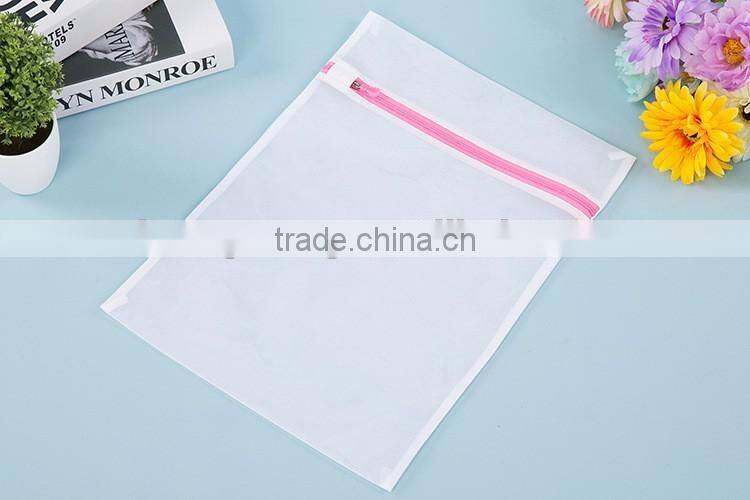 Machine Washable, Fine White Mesh Polyester Laundry Washing bag with Pink Zipper, For Home & Travel(TM-LB-027)