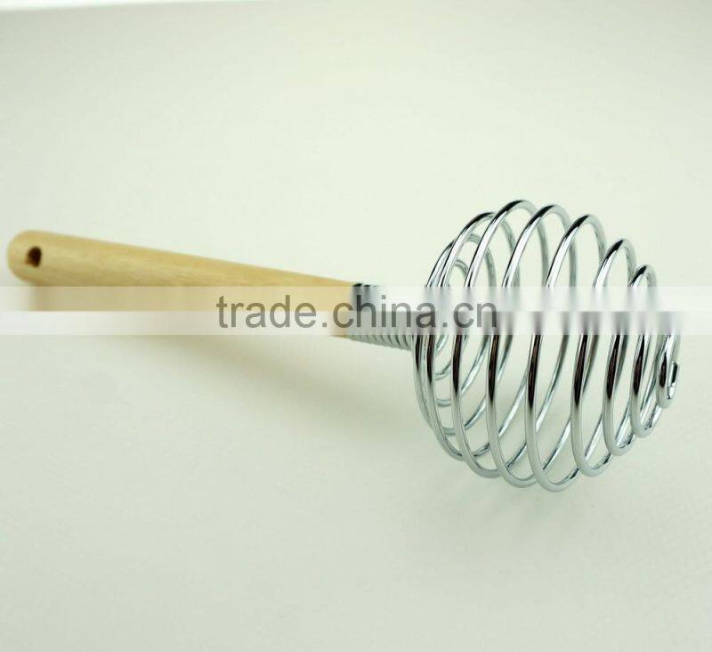 37045 Stainless Steel Spring Coil Whisk with wooden handle