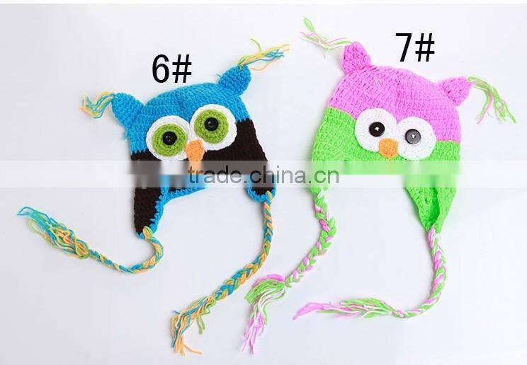 2015 kids owl animal hat Winter Crochet Hats handmade cartoon knitted hat