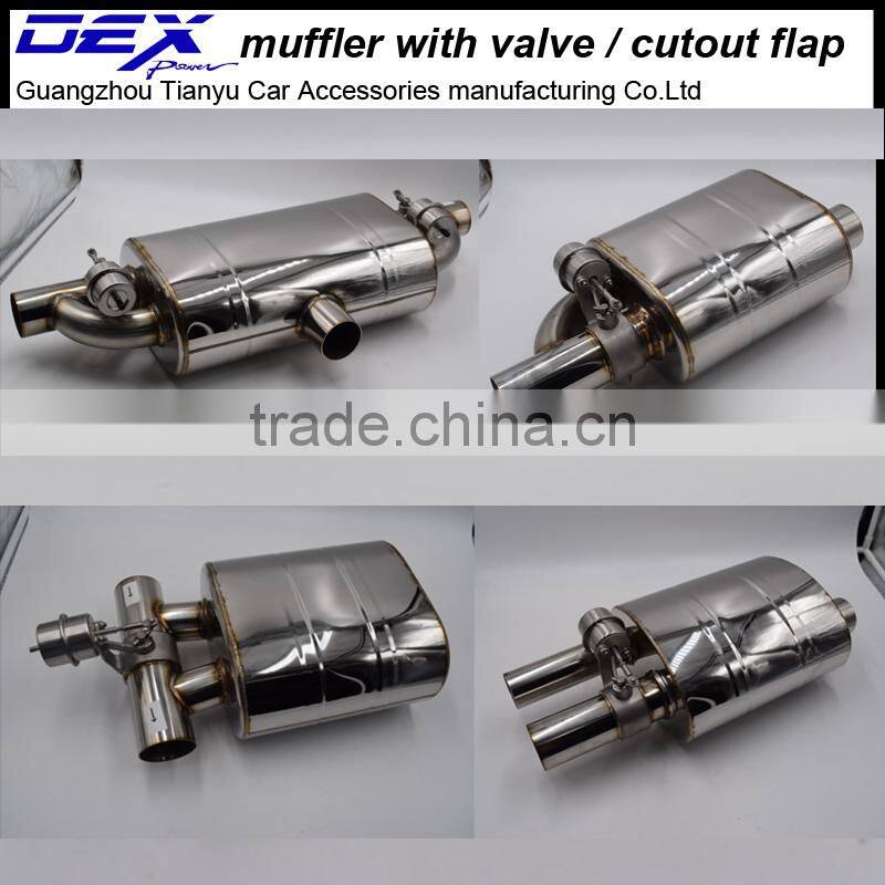 racing performance muffler with exhaust valve in exhaust system