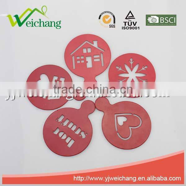 WCTS337 Durable Stainless Steel Cappuccino Coffee Art coffee stencils Love heart shape coffee stencil, food grade