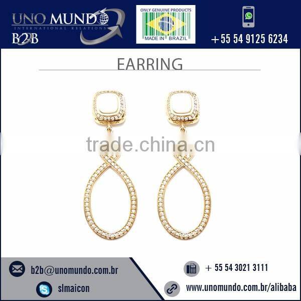 Widely Appreciated Gold Plated Stone Earring for Women Wear