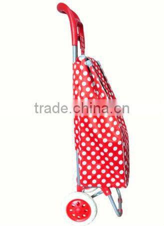 shopping trolley with detachable trolley and Dot Satin bag ,strong metal shelf trolley