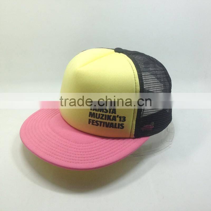 Custom Trucker Style Snapback Caps Sponge Mesh Cap With Printed