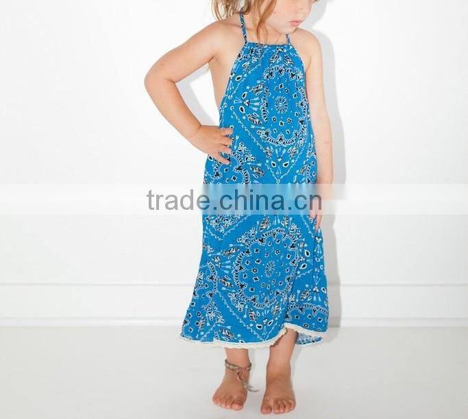 Beautiful Boho Printed Rayon One Piece Girls Party Dresses Children Girl Clothings Kids Model Dresses 2016 HSD5736