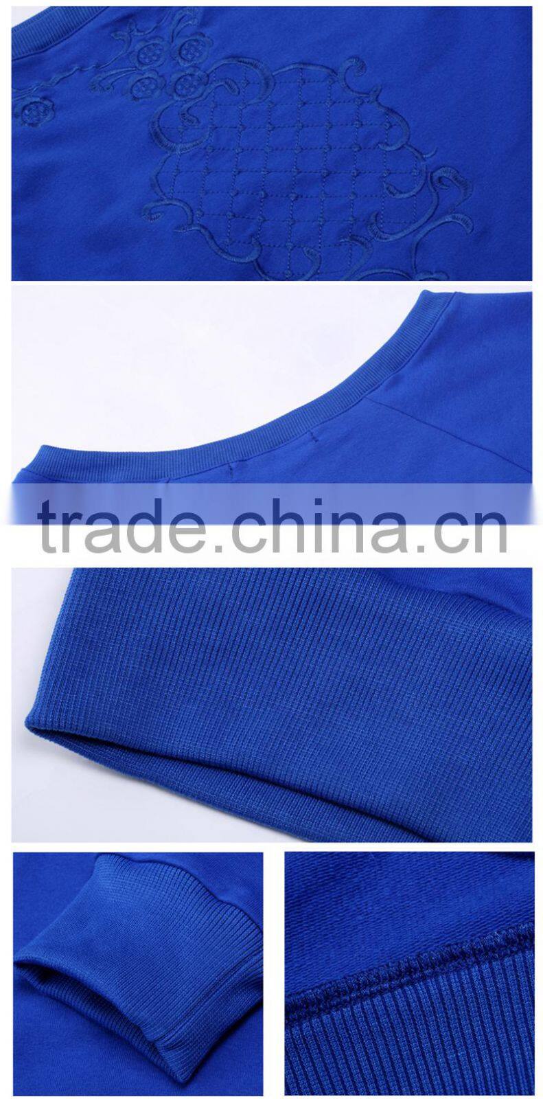 Custom nice embroidered french terry long sleeve casualone shoulder dress fashion for ladies