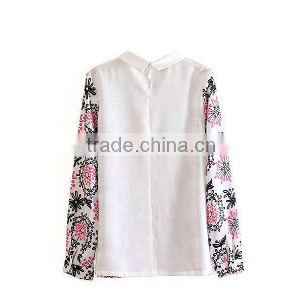 digital print foldable sleeve women top blouse design