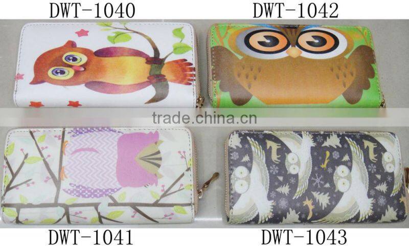 Fashion high quality PU stylish print owl wallet