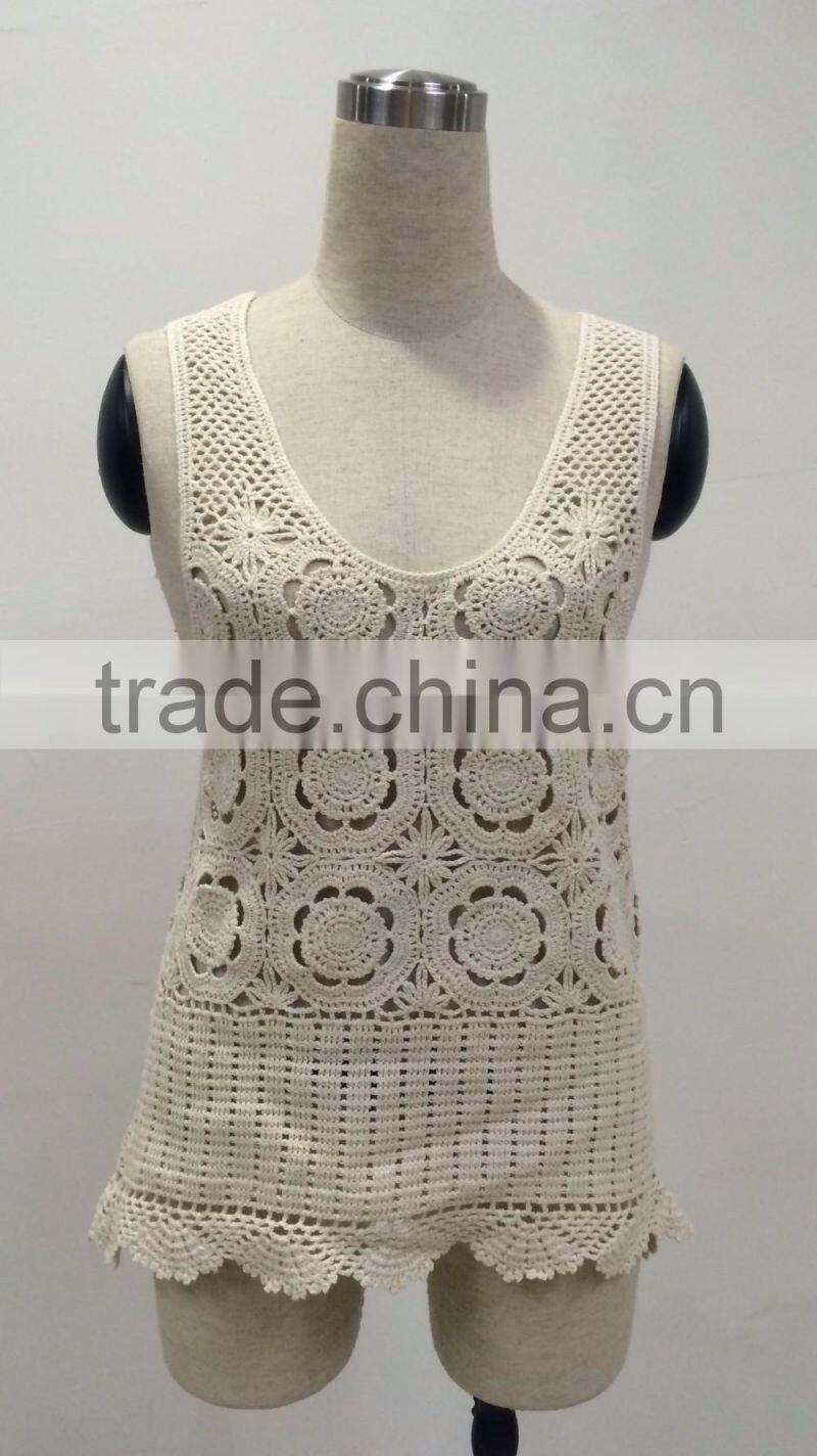 wholesale ladies crochet cotton tank top