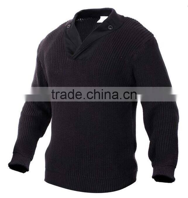 Classic style cotton/ acrylic/ woolblack mens military combat sweater