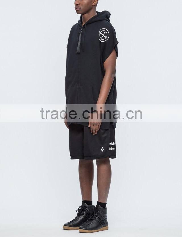 2017 wholesale gym sleeveless hoodie zip up sleeveless zip hoodie