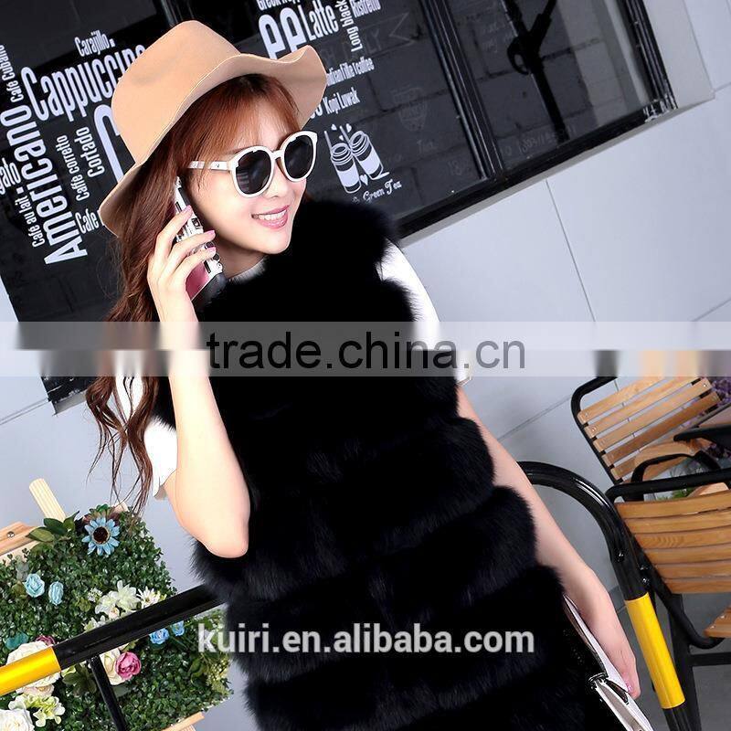 Brand design fox fur knited woman real colorful fox jacket long sleeves with hoood