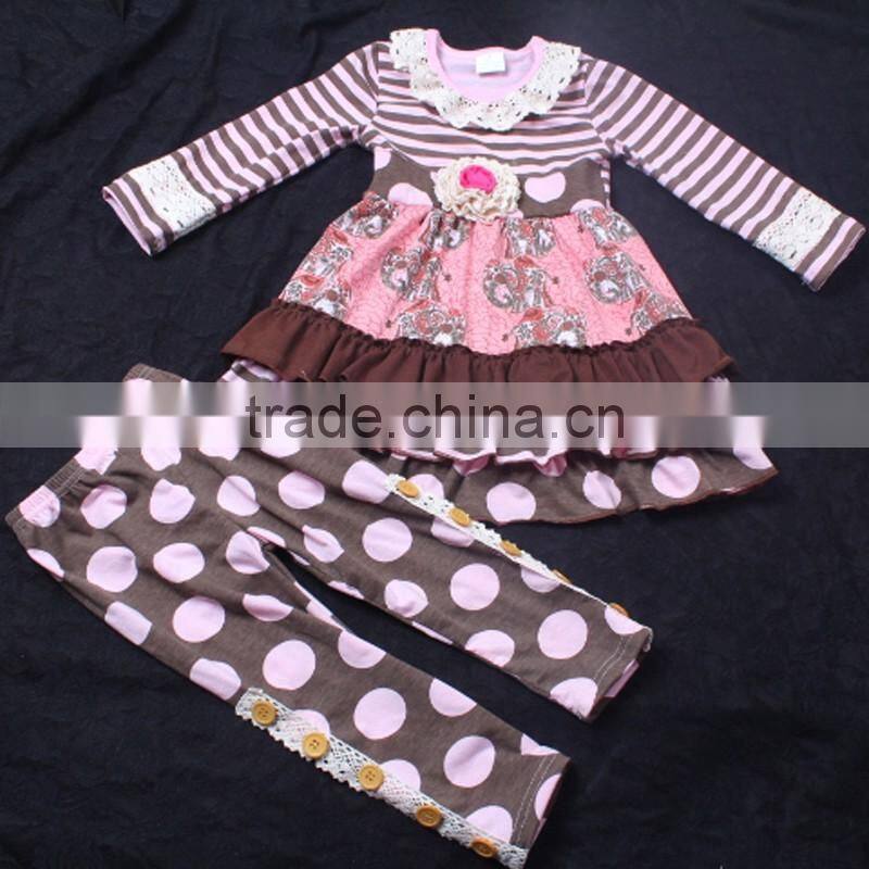 Watermelon Red Floral Shirt with Splicing Big Sleeve Ruffle Trousers Kids Fashion Clothing Set LBYTZ001-45
