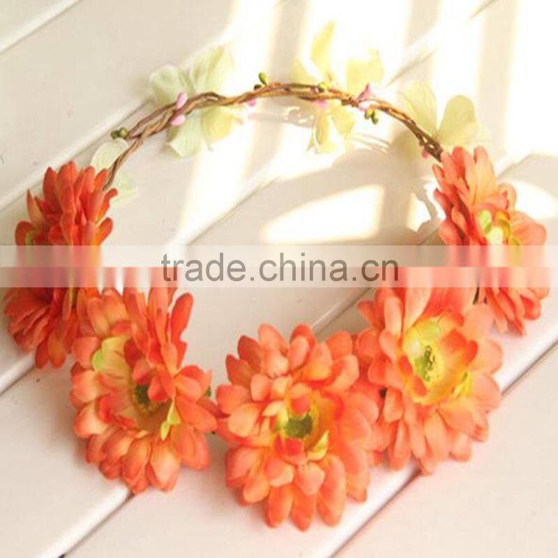 Wholesale Artifical Flora Bridal Headband Sunflower Head Wreath