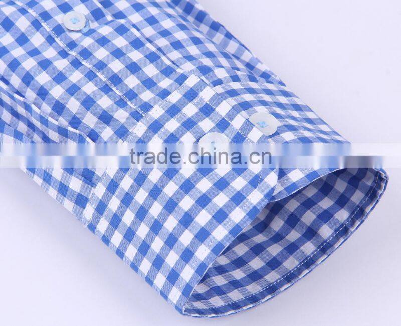 small checks men's long sleeve button-down casual shirt